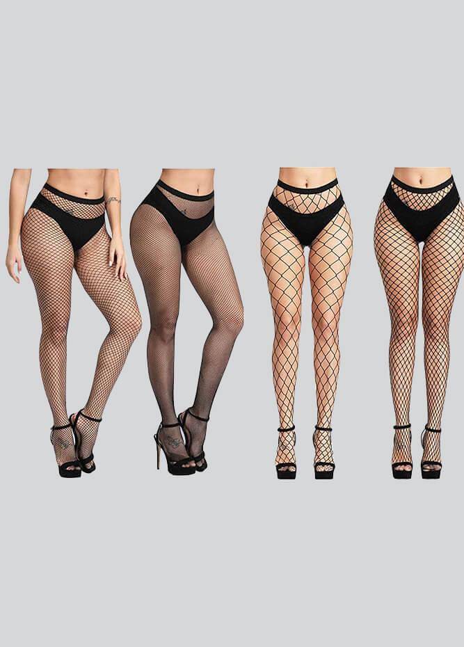 4 Pairs High Waist Fishnet Stockings Tights