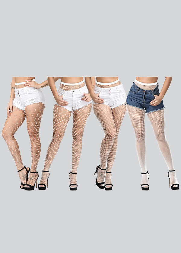 4 Pairs High Waist Fishnet Stockings Tights