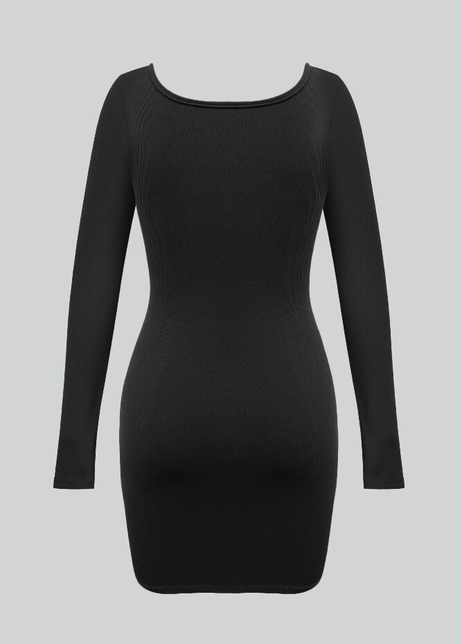 Long Sleeve Ribbed Bodycon Mini Dresses