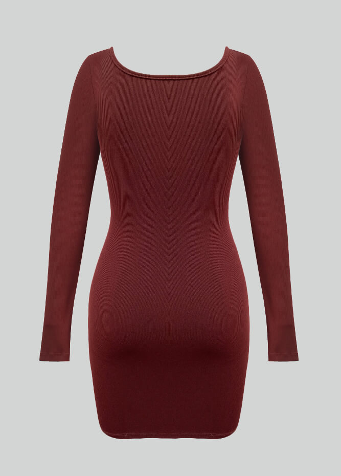 Long Sleeve Ribbed Bodycon Mini Dresses
