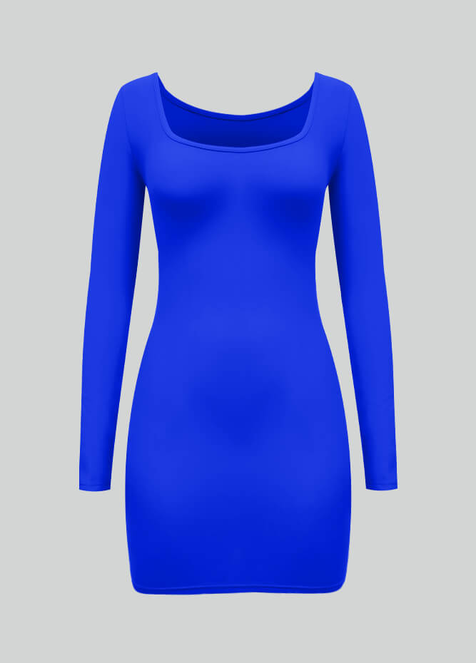 Long Sleeve Spandex Bodycon Mini Dresses