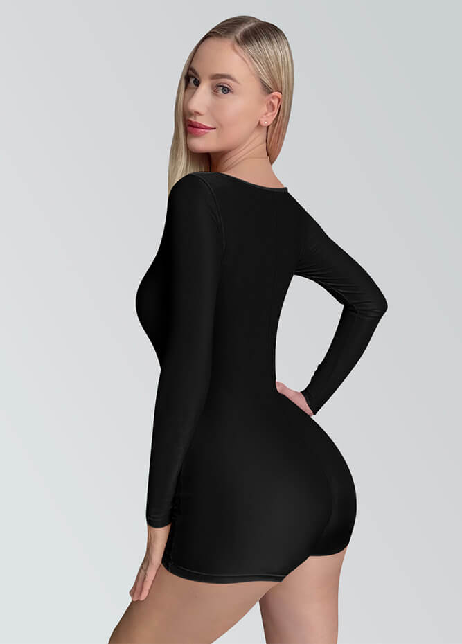 Long Sleeve Spandex Workout Romper Bodysuit