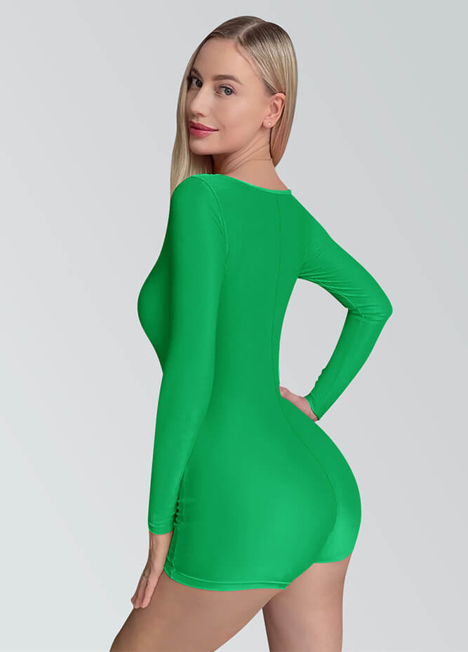 Long Sleeve Spandex Workout Romper Bodysuit