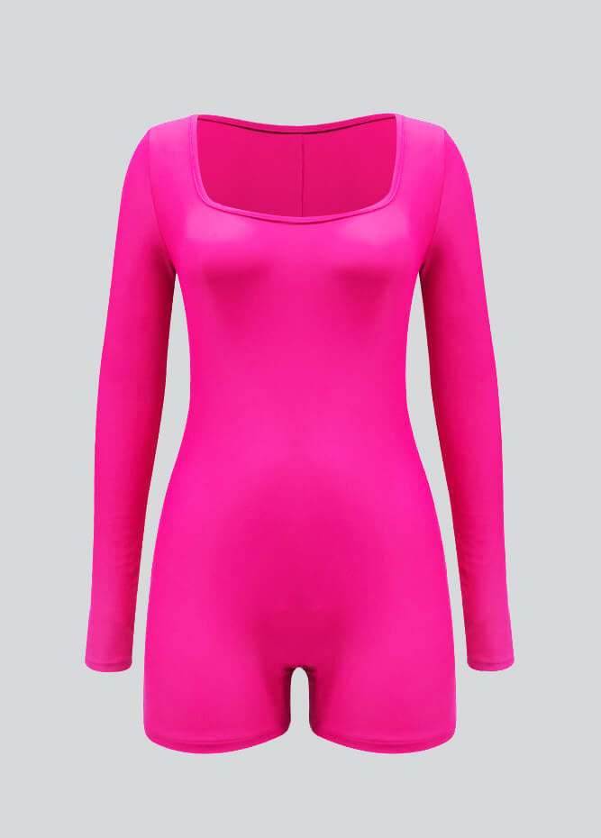 Long Sleeve Spandex Workout Romper Bodysuit