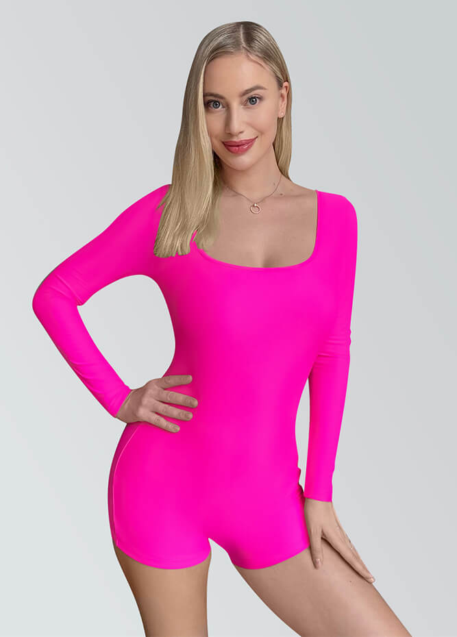 Long Sleeve Spandex Workout Romper Bodysuit