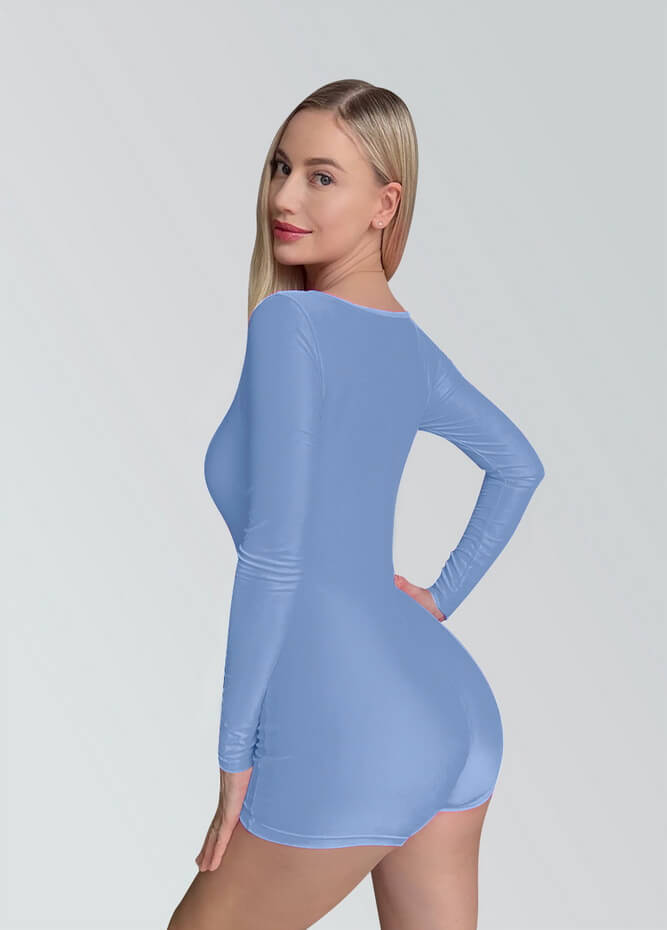 Long Sleeve Spandex Workout Romper Bodysuit
