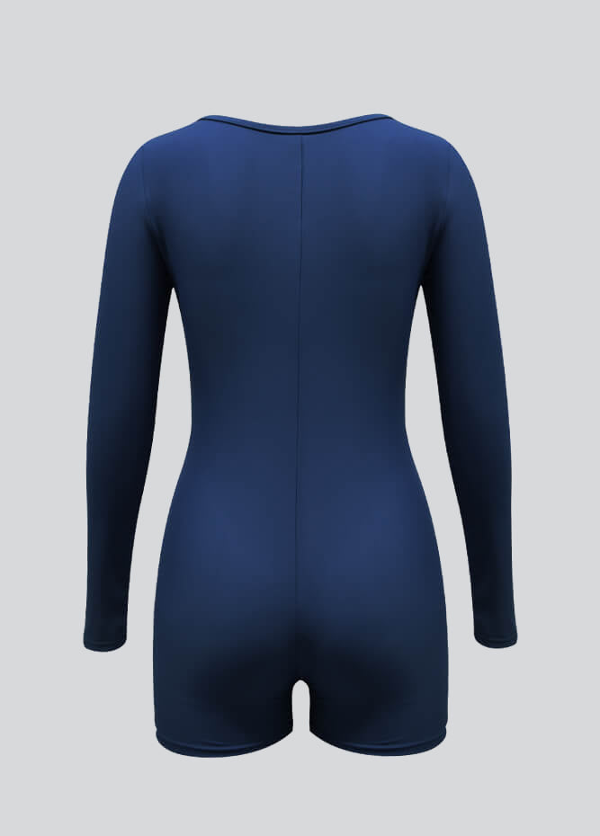 Long Sleeve Spandex Workout Romper Bodysuit