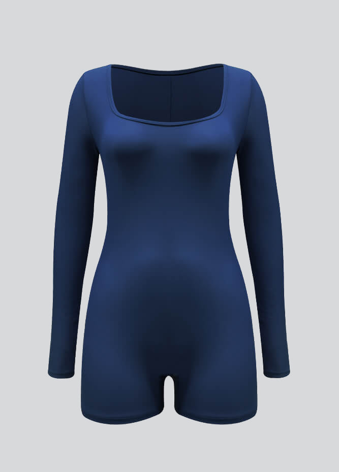 Long Sleeve Spandex Workout Romper Bodysuit