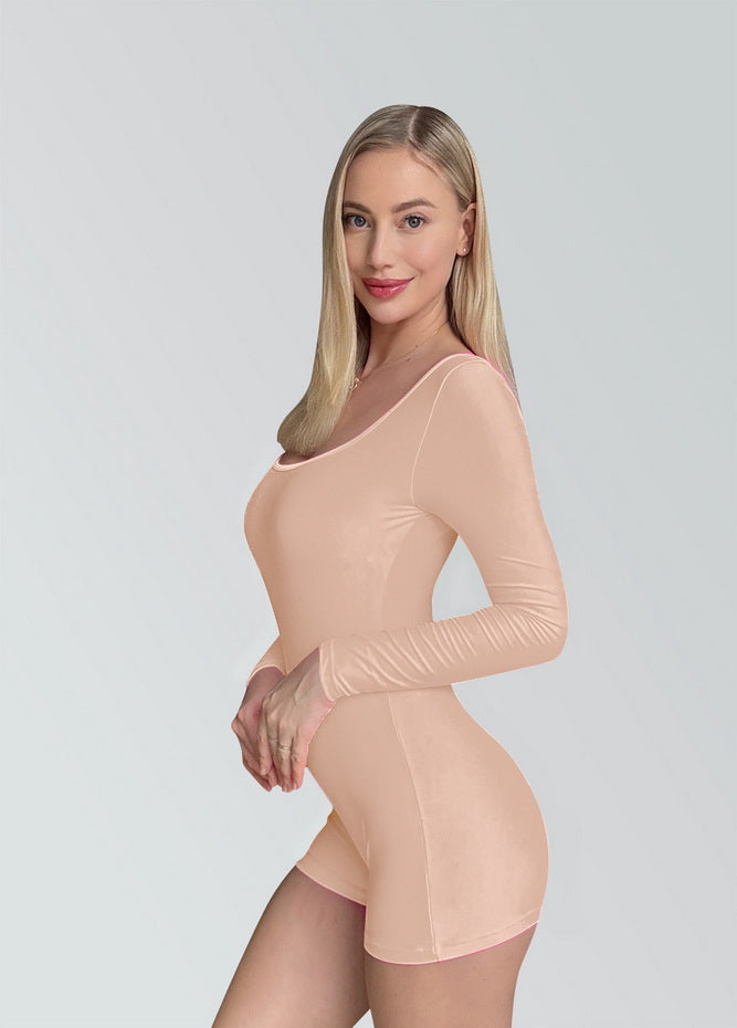 Long Sleeve Spandex Workout Romper Bodysuit
