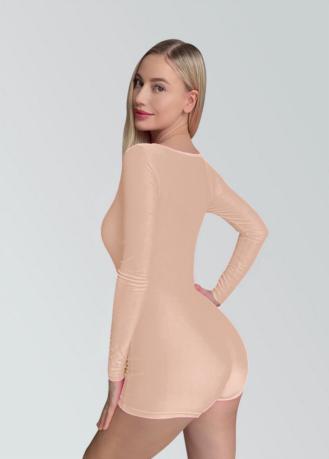 Long Sleeve Spandex Workout Romper Bodysuit