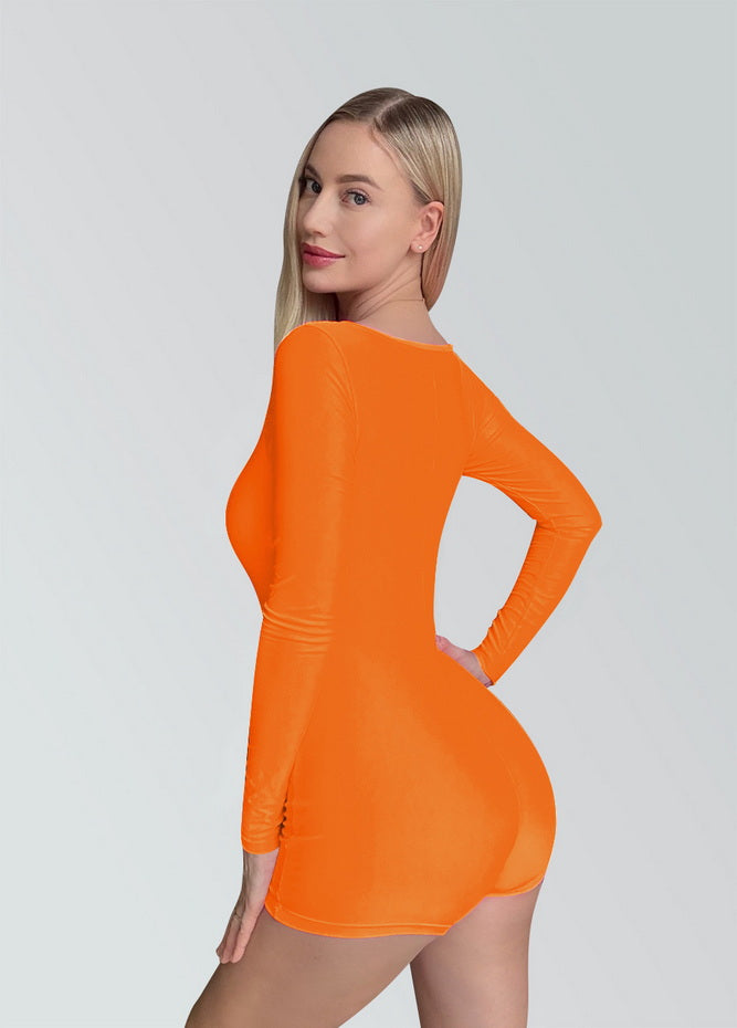 Long Sleeve Spandex Workout Romper Bodysuit