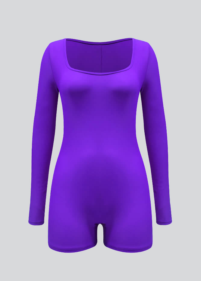 Long Sleeve Spandex Workout Romper Bodysuit
