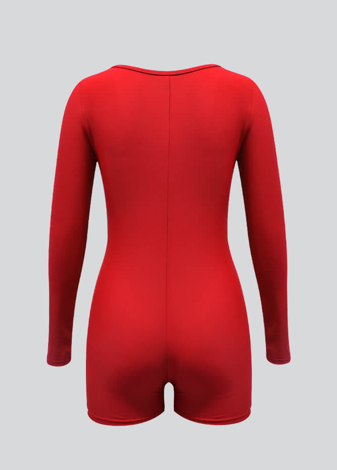 Long Sleeve Spandex Workout Romper Bodysuit