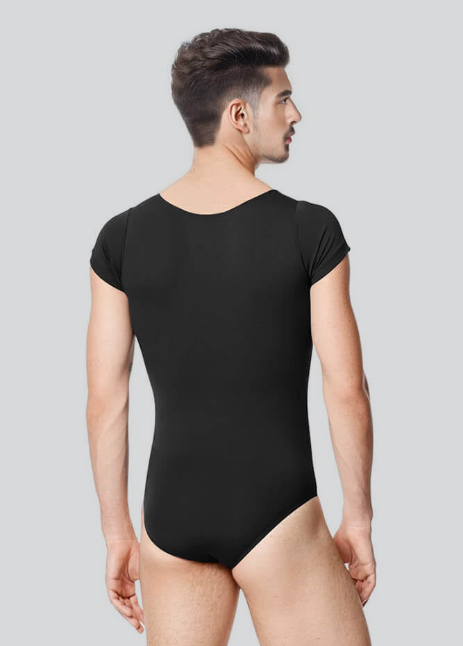 Mens Cap Sleeve Round Neckline Leotard