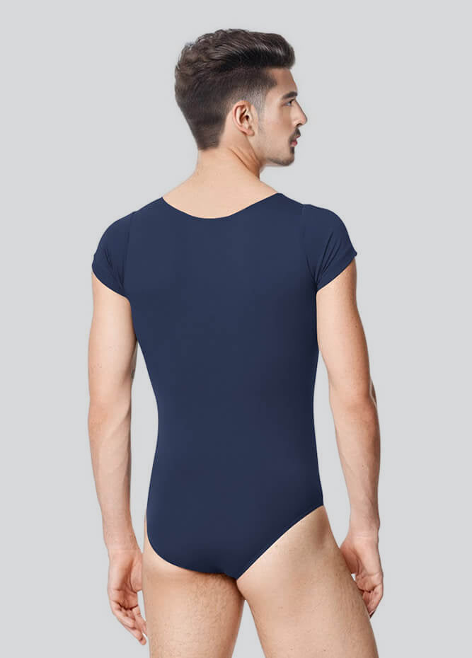 Mens Cap Sleeve Round Neckline Leotard