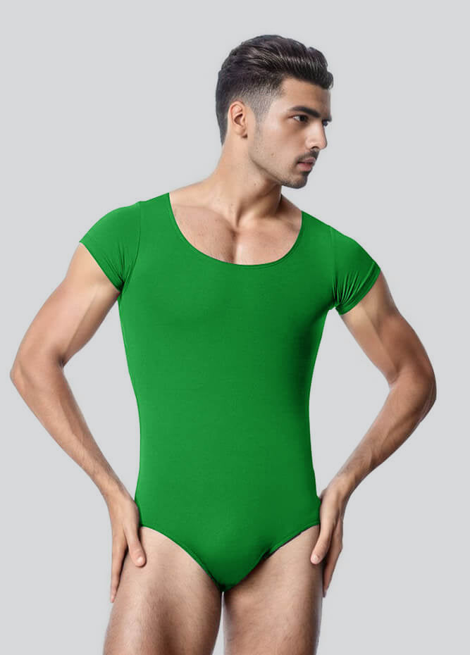 Mens Cap Sleeve Round Neckline Leotard