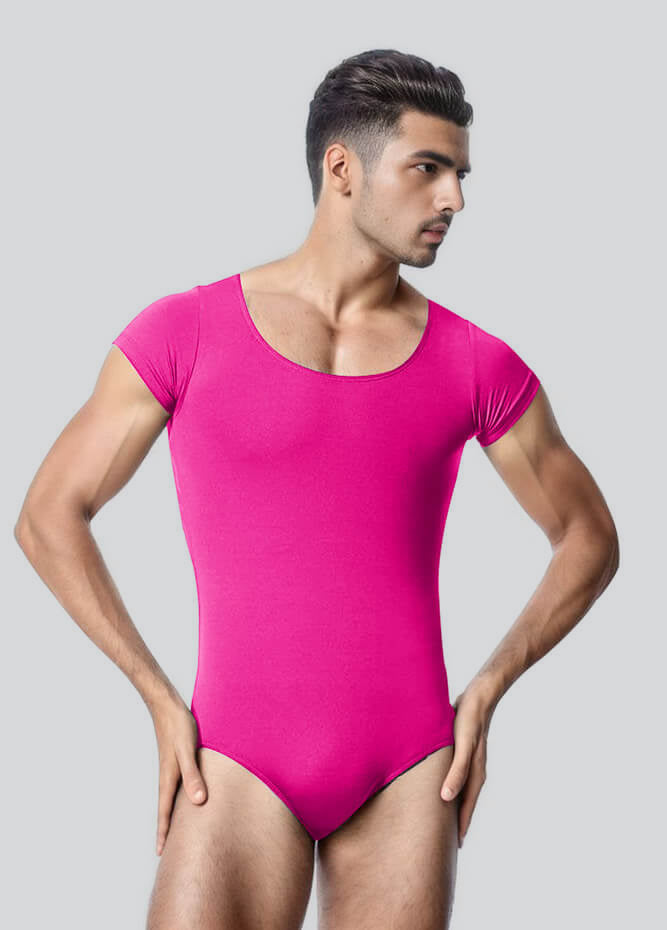 Mens Cap Sleeve Round Neckline Leotard
