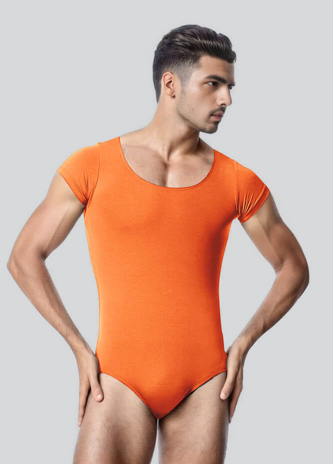 Mens Cap Sleeve Round Neckline Leotard