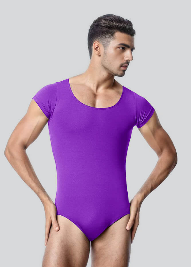 Mens Cap Sleeve Round Neckline Leotard