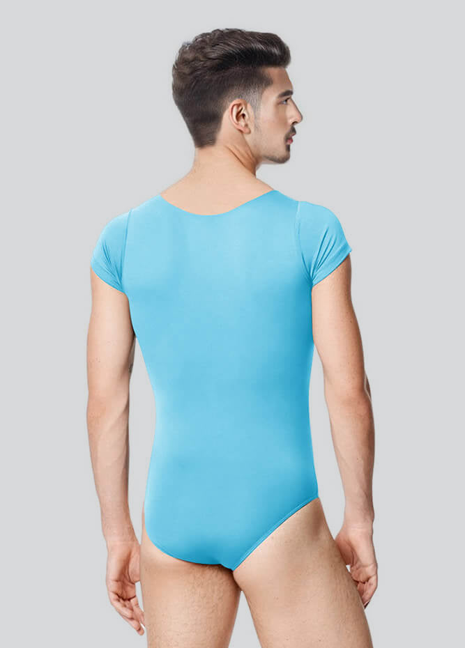 Mens Cap Sleeve Round Neckline Leotard