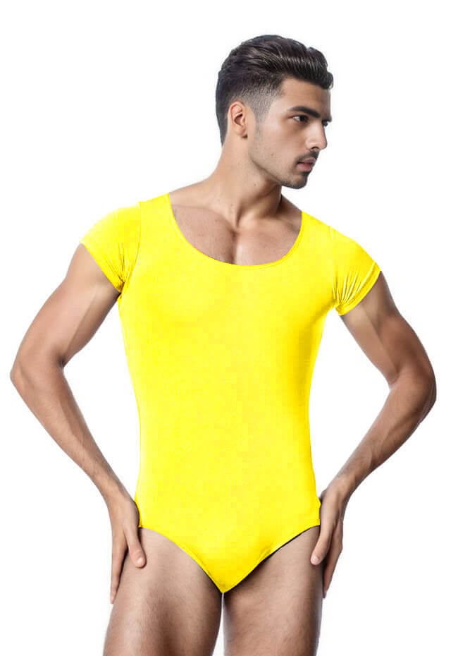 Mens Cap Sleeve Round Neckline Leotard