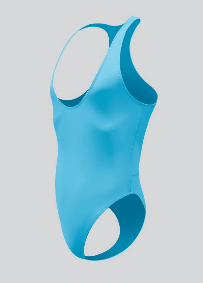 Mens Deep U-Neck Bodysuit With Back Cut-Out