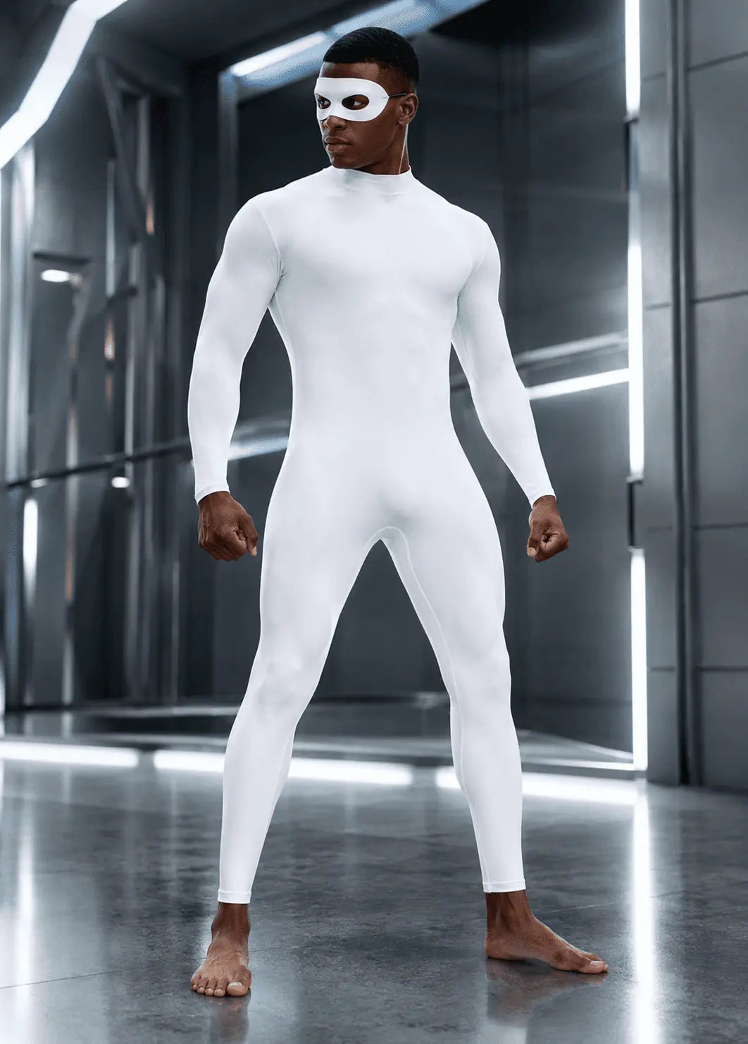 Mens Turtleneck Spandex Long Sleeve Unitard