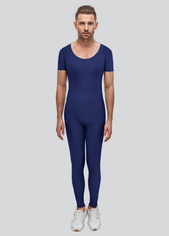 Mens One Piece Short Sleeve Unitard