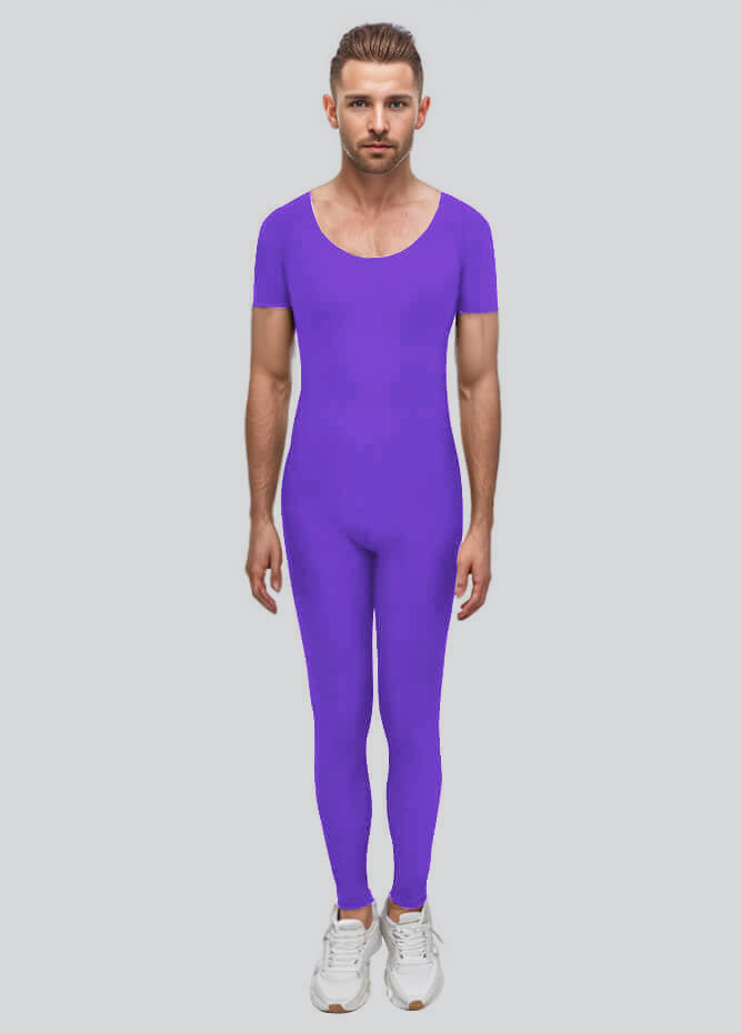 Mens One Piece Short Sleeve Unitard