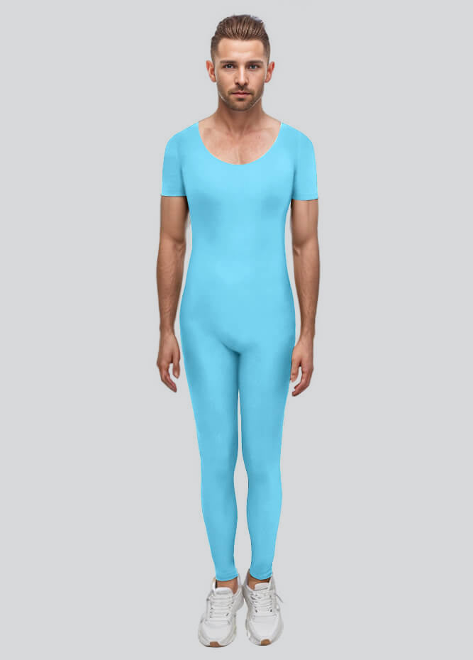 Mens One Piece Short Sleeve Unitard
