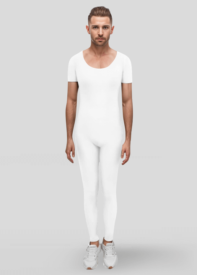 Mens One Piece Short Sleeve Unitard