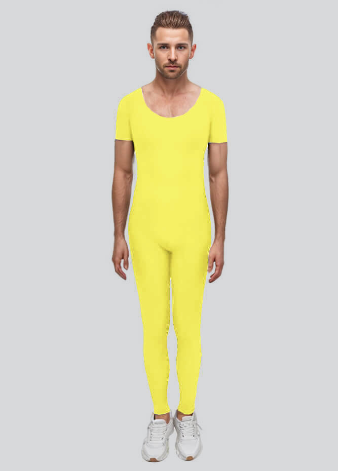 Mens One Piece Short Sleeve Unitard