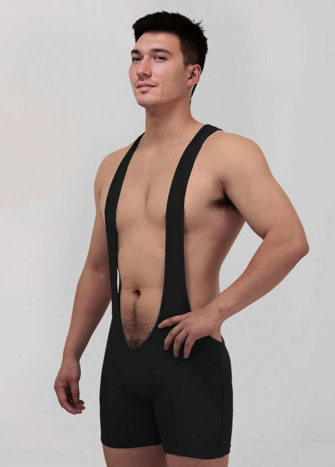 Mens Sexy Spandex Suspender Unitard