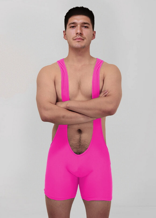 Mens Sexy Spandex Suspender Unitard