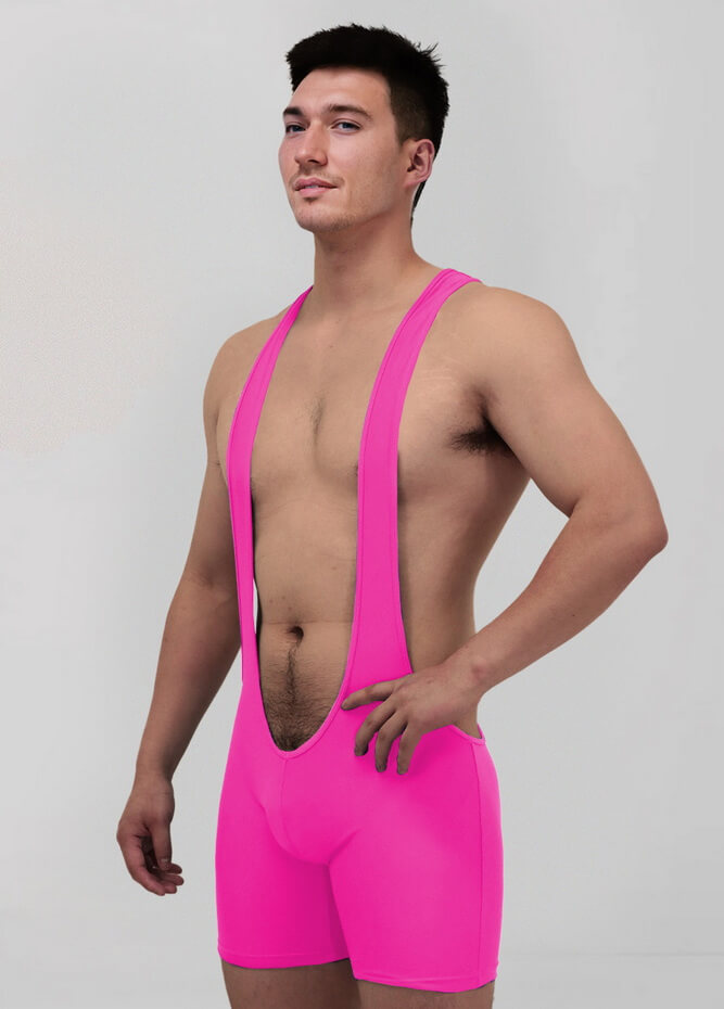 Mens Sexy Spandex Suspender Unitard