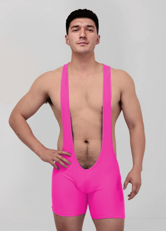 Mens Sexy Spandex Suspender Unitard