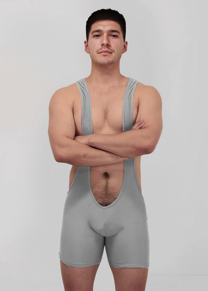 Mens Sexy Spandex Suspender Unitard