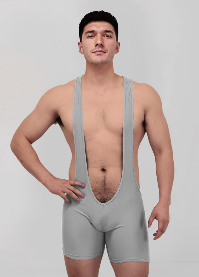 Mens Sexy Spandex Suspender Unitard