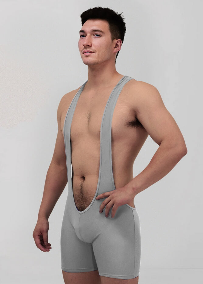 Mens Sexy Spandex Suspender Unitard