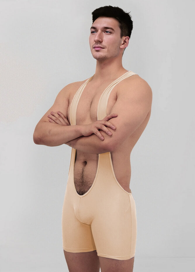 Mens Sexy Spandex Suspender Unitard