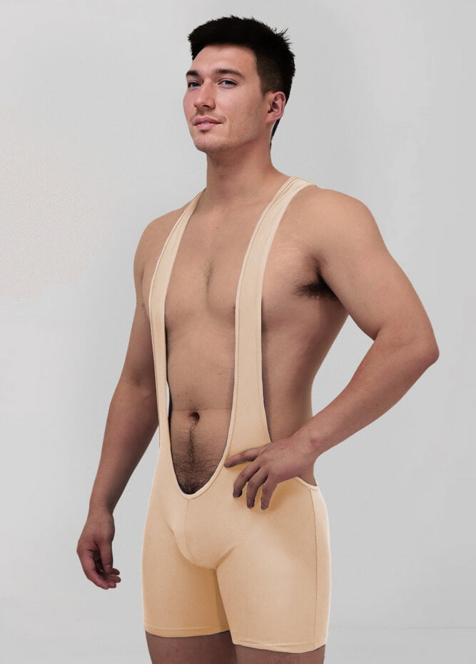 Mens Sexy Spandex Suspender Unitard