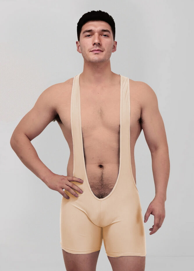 Mens Sexy Spandex Suspender Unitard