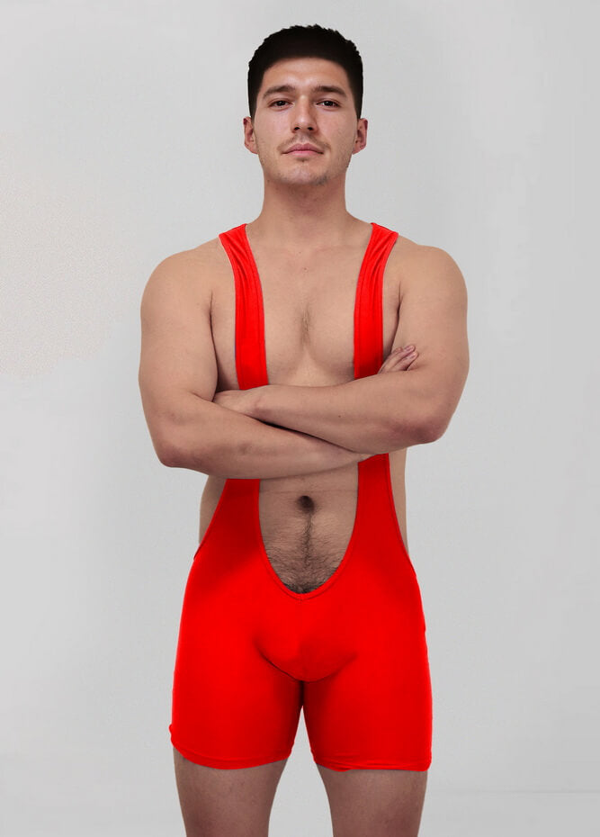 Mens Sexy Spandex Suspender Unitard