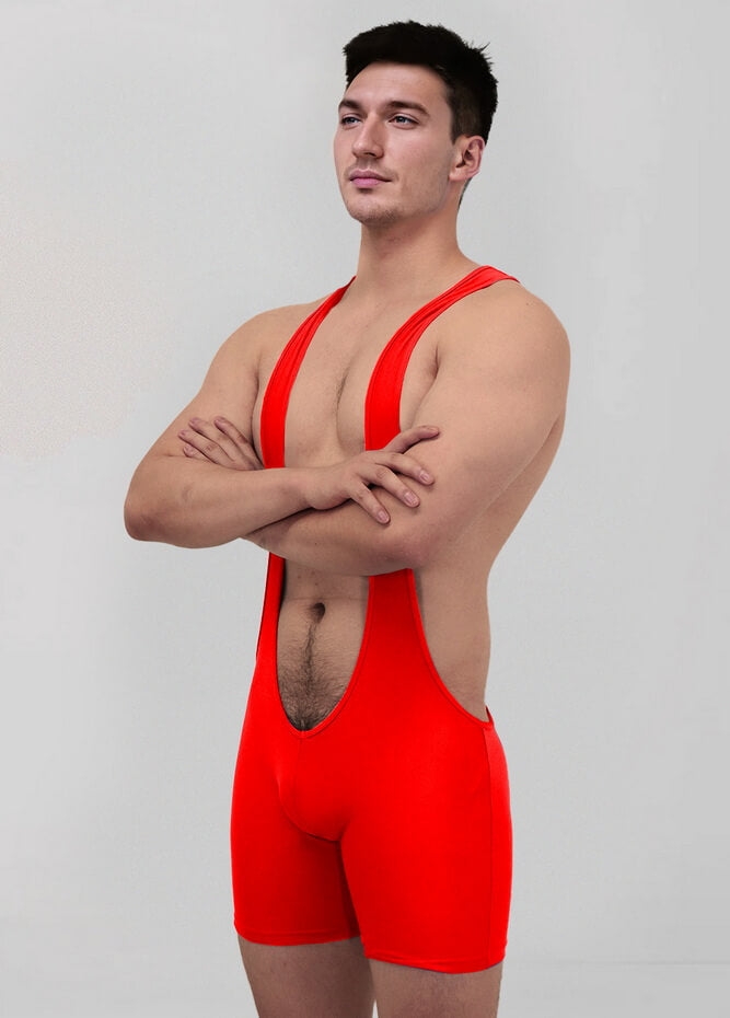 Mens Sexy Spandex Suspender Unitard