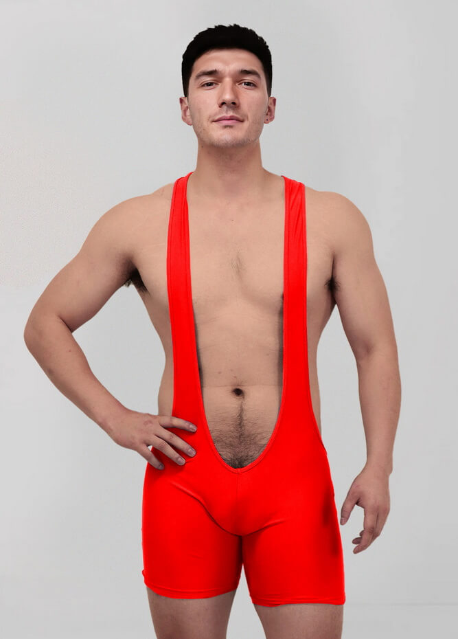 Mens Sexy Spandex Suspender Unitard