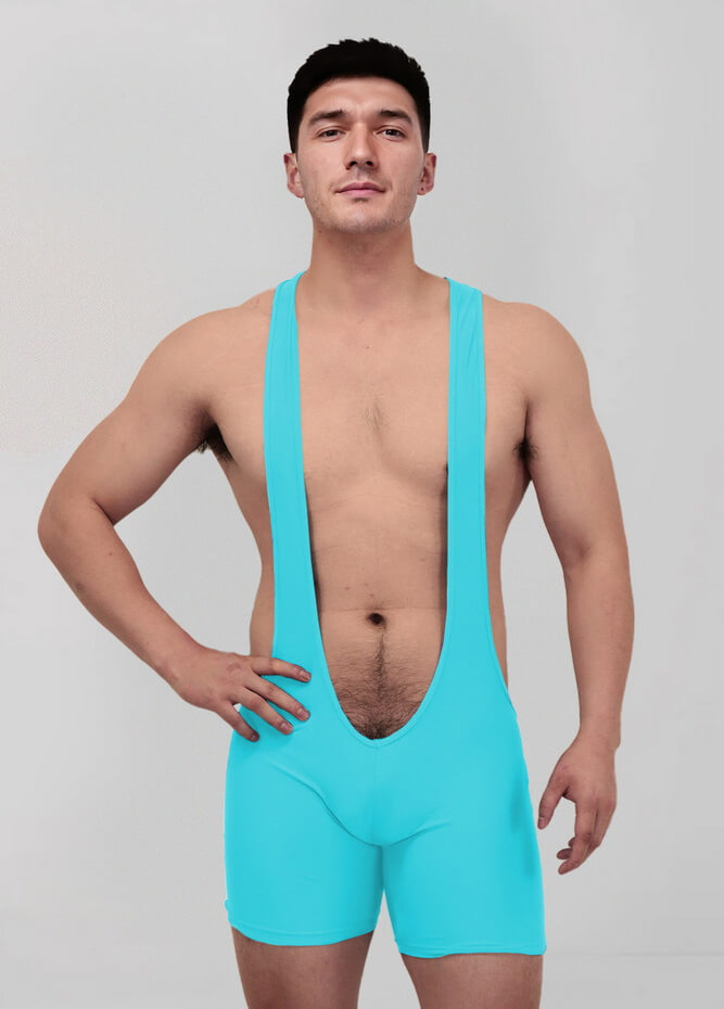 Mens Sexy Spandex Suspender Unitard