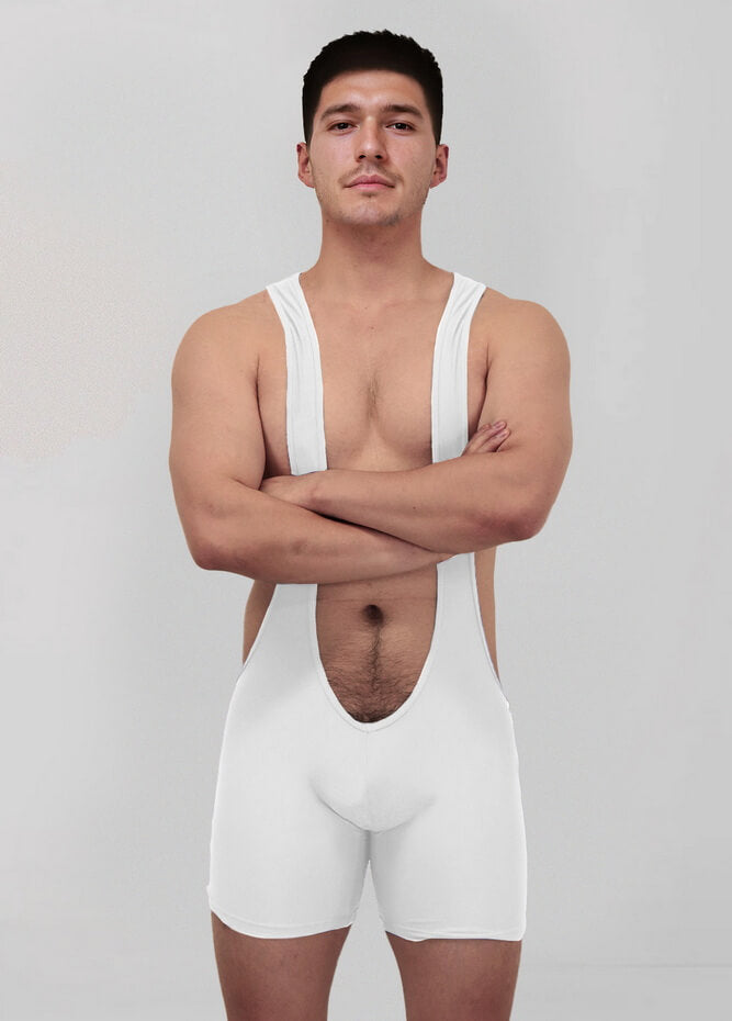 Mens Sexy Spandex Suspender Unitard