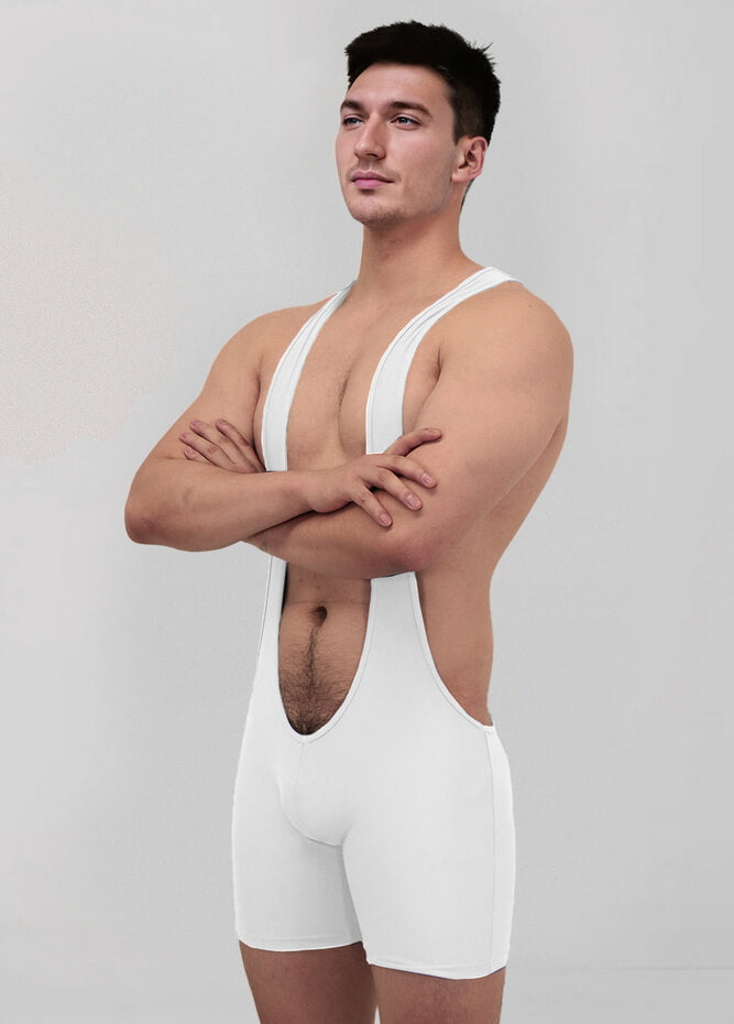 Mens Sexy Spandex Suspender Unitard