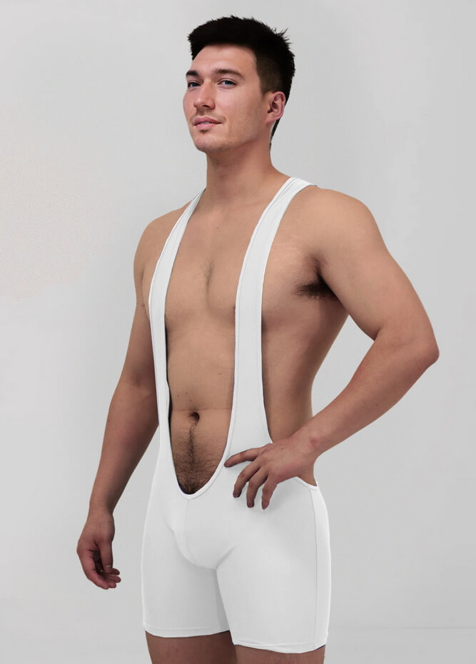 Mens Sexy Spandex Suspender Unitard