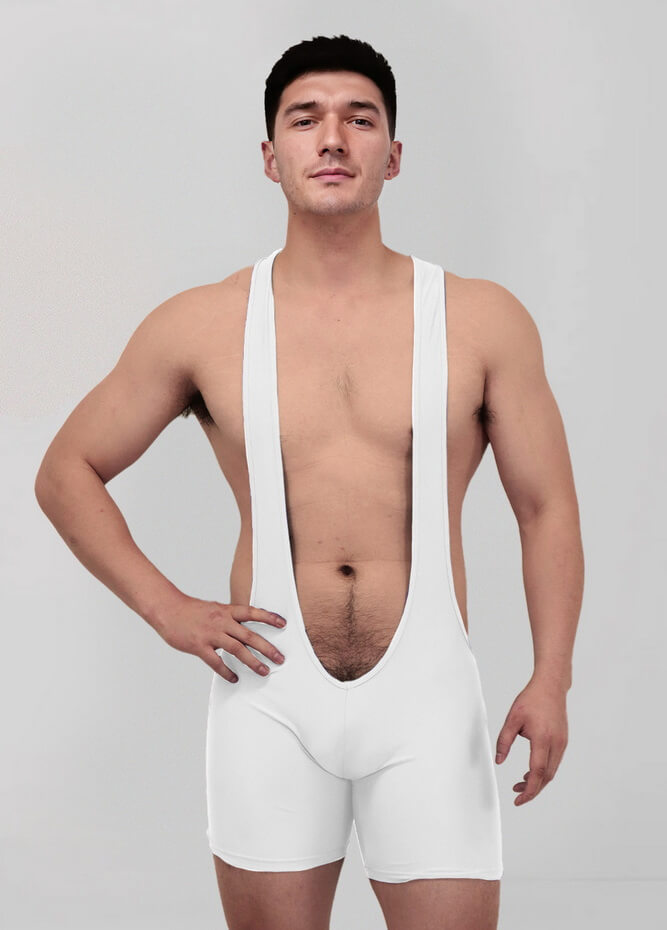 Mens Sexy Spandex Suspender Unitard